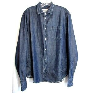 Frank & Eileen Luke Blue Distressed Long Sleeve Button Down Shirt Size S NWOT